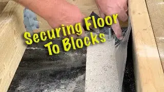 DIY Garden Office - Games Room -  Securing Floor to Blocks