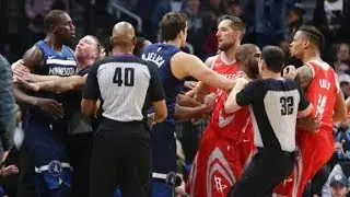 Gerald Green Ejected For Defending Chris Paul, Gorgui Dieng | Rockets And Wolves Fight | 2018 NBA HD
