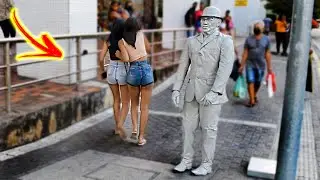 Estátua Viva Assustando Pessoas - PEGADINHA