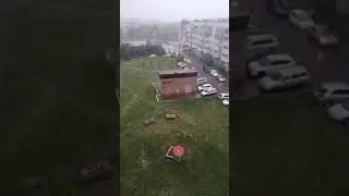 Очень большой град в городе Шарыпово 02.07.2020г