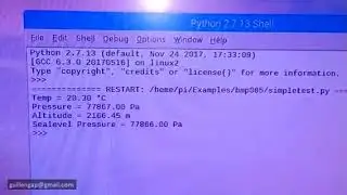 Testing the barometric pressure sensor BMP085 and using a Raspberry Pi Zero W