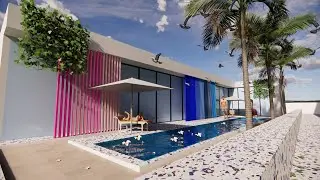 Garden with pool 3D design @Darahas_Designs