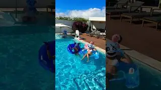 CATNAP AND CRAFTY CORN PLAYING IN THE POOL!