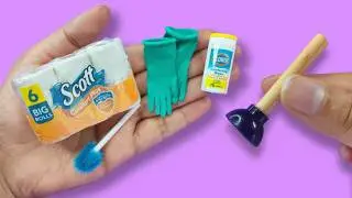 5 DIY Miniature Cleaning Supplies | Miniature bathroom accessories