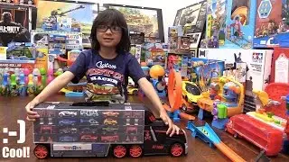 Toy Channel: Kids' Toy Cars! Fastlane Car Carrier Truck Unboxing and Playtime with Hulyan