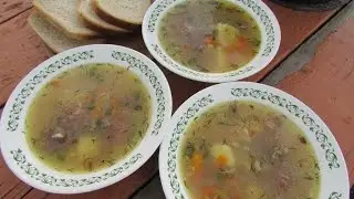 Готовим на даче суп из тушенки!