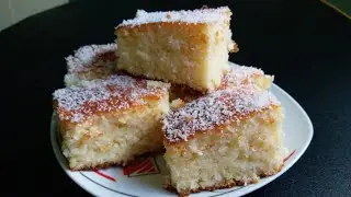 Манник с кокосовой стружкой и молочной заливкой ,без муки.Арабская бас буса
