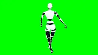 Artificial Intelligence Robot waking on a Green Screen | Stock Footage Video | Chroma Background
