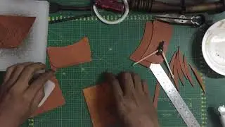 Dual leather card holder making.