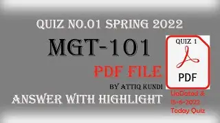 MGT101 Quiz 1 solution by attiq kundi PDF File 15-june-2022 updated || MGT101 Quiz 1 spring 2022