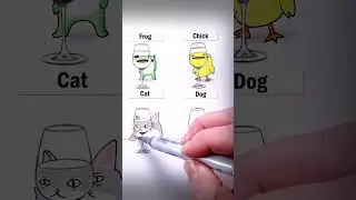 Draw Frog, Chick, Cat and Dog! 