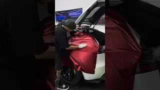 Tesla Model Y Getting Wrapped In Satin Red Chrome! #ppf #wrap #redchrome #tesla