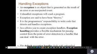 Java II   Chapter 11   Class 2   Part 1   Exceptions