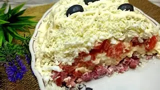 🥗ВКУСНЫЙ ПРАЗДНИЧНЫЙ САЛАТ ИЗ ПРОСТЫХ ПРОДУКТОВ! Салат с колбасой и помидорами