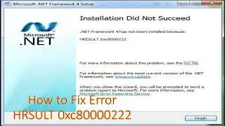 How to Fix HRESULT 0xc8000222 Error .NET Framework While Problem Installation