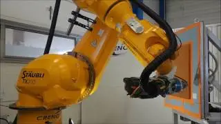 CRENO Robot Cell ultrasonic cutting of Honeycomb on Part n°3
