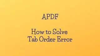 How to Solve Tab Order Error