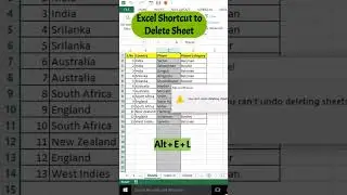 Excel Shortcut to Delete Active Current Sheet