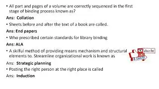 Ready Reference Quiz of LIS for KVS, NVS, DSSSB, DRDO, SET, NET, MPPSC, and Other Exam
