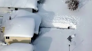 Terrible blizzard and mountains of snow buries California after the devastating tornadoes in USA