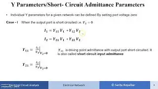 Y  Parameter/ short circuit admittance parameter