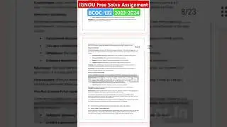 IGNOU BCOC-132 Free Solve Assignment 2023-2024 For December Exams #ignouassignment