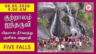 Five Falls | 08.05.2026, 9.00 AM | குற்றாலம் ஐந்தருவி வீடியோ | Kutralam Season Today | KutralamLive