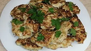 Оладьи из куриного филе с кабачком и зеленью