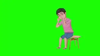 Little boy character green screen 