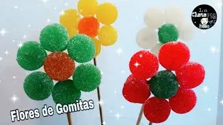 Como Hacer Flores Con Dulce De Gomitas / postre Facil