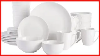Gibson Home Zen Buffet Porcelain Dinnerware Set, Service for 6 (30pcs), White (Coupe)