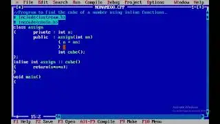 Program to find the cube of a number using Inline Functions