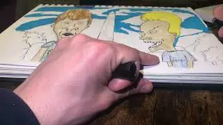 Drawing Beavis and Butthead (the Twitch side of my stream) 