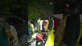 Man springt van brug en komt terecht op voorruit auto | #shorts