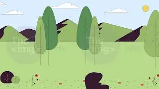 Hills view out of train window pov line cartoon animation