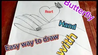 Easy way to draw with heart in hand and butterfly // #Lindana-drawing