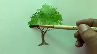 #watercolour#tree painting how to make tree with water colour (9)