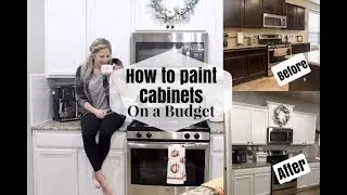 HOW TO PAINT KITCHEN CABINETS ON A BUDGET | DIY DARK TO WHITE CABINETS