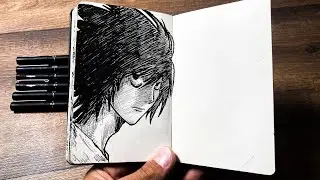 [ASMR] Drawing L 🥶🧠 (Real Time) - Death Note
