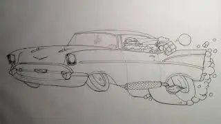 57 Chevy Bel Air Hot Rod Santa Christmas Cards