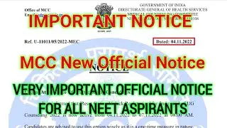 Imp. Notice- MCC New Official Notice‼️ Must Watch All NEET Aspirants 👍👍