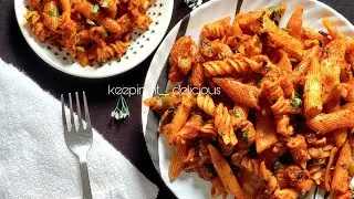 घर पर आसान तरीके से बनाए पास्ता। Red chilli sauce pasta recipe। Spicy red sauce pasta