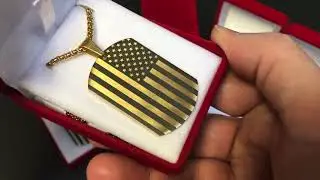 American Flag Stainless Steel Laser Engraved Solid Heavy Dog Tag Necklace - Men's Women's Pendant.