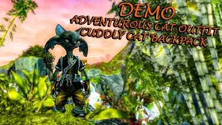 Guild Wars 2 - Adventurous Cat Outfit & Cuddly Cat Backpack & Glider Demo