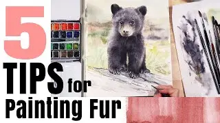 5 Tips and Tricks for Painting Fur in Watercolor - Baby Black Bear Tutorial