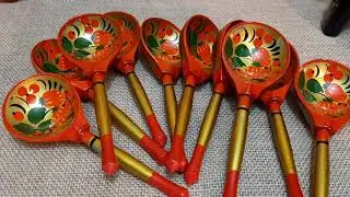 Деревянные ложки золотые Хохлома | Ложки Хохлома