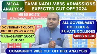 Expected CUT OFF ✅ | MEGA Analysis | Tamilnadu MBBS Admission 2024 | 37 Govt. & 26 Private Colleges