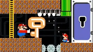 Kan105 Frame: Super Mario and Tiny Mario Unlocking the Giant Key Doors Maze