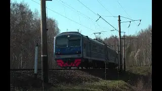 Электропоезд ЭД9МК-0167 Нижний Новгород - Казань на перегоне Разъезд 296 км - Шониха 1 мая 2009 г.