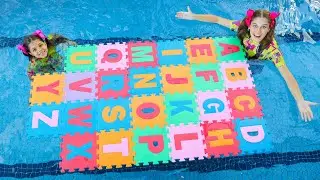 Kids Pretend Play ABC Learn Alphabet in the Pool with Mileninha
